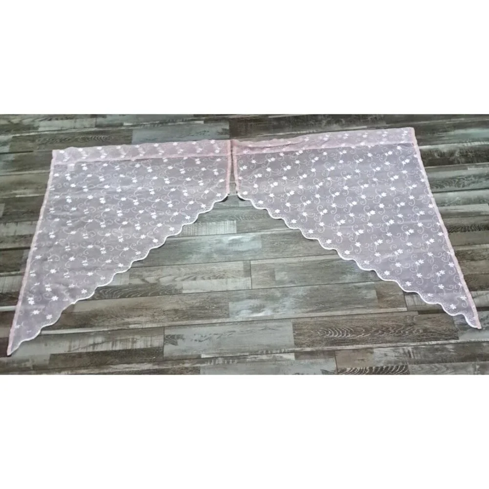 Curtain Panels Set Of 2 Pink Floral Sheet Triangle Cottage Girls Bedroom 59x38